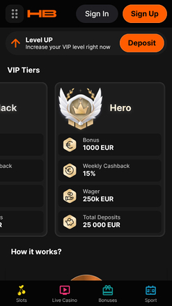 VIP screenshot of Hertzbetz Casino for Mobile