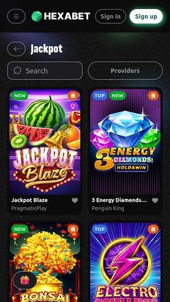 Hexabet Casino Mobile Jackpot