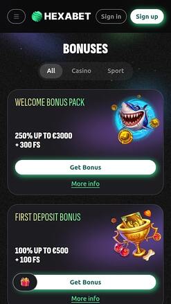 Hexabet Casino Mobile Promotions