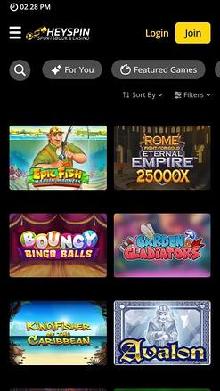 HeySpin Casino Games Mobile
