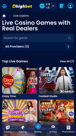 High Bet Casino Mobile Live Dealer