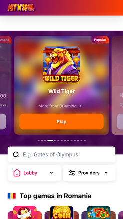 Hitnspin Casino Mobile Homepage