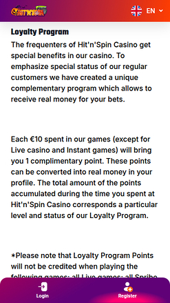 HitnSpin Casino Mobile VIP Program