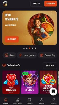 Homepage mobile screenshot of Hollywin Casino