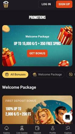 Promotions page mobile screenshot of Hollywin Casino