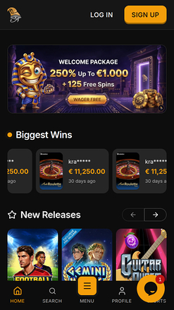 Horus Casino Mobile Homepage