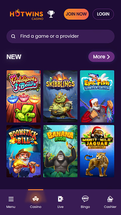 Hotwins Casino Mobile Homepage