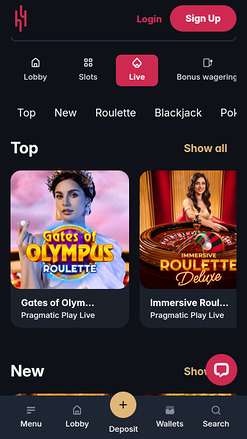 Hype Casino Live Dealer Mobile