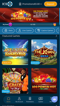Ice36 Casino Desktop Homepage