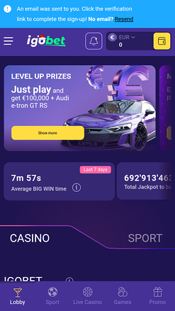 IgoBet Casino Homepage Mobile