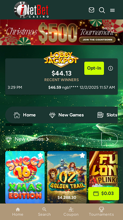 INetBet Casino Mobile Homepage