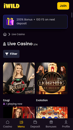 iWild Casino Mobile Live Dealer