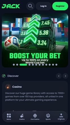 Jack Casino Mobile Homepage