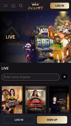 Jack-Pot Casino live dealer mobile page