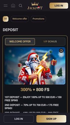 Jack-Pot Casino promotions mobile page