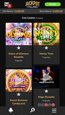 Jackpot Village Casino Mobile Live Dealer