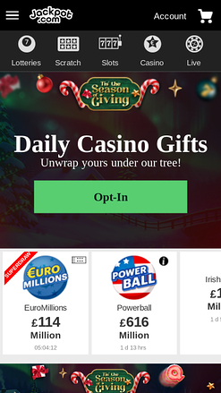Jackpot.com Casino Homepage Mobile