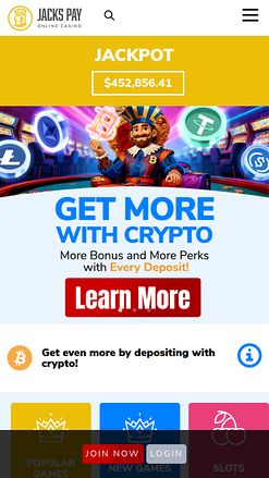 JacksPay Casino Mobile Homepage