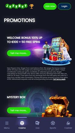 Jeffbet Casino Mobile Promotions
