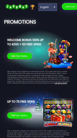 Jeffbet Casino Promotions Mobile