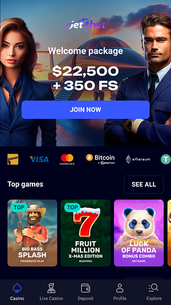 Jet4bet Casino Homepage Mobile