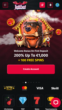 Jettbet Casino Mobile Homepage