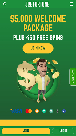 Joe Fortune Casino Homepage Mobile