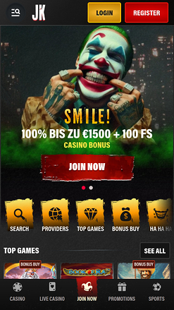 Jokery Casino Mobile Homepage