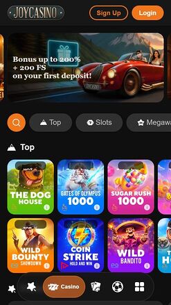 Joy Casino Mobile Homepage
