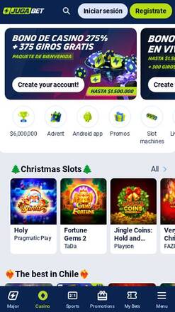 Home mobile page screenshot of Jugabet Casino