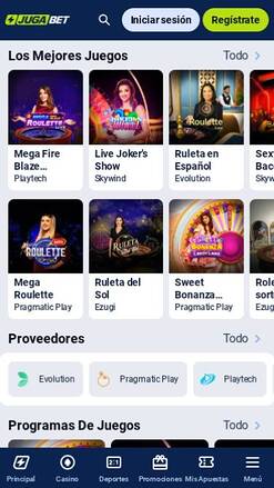 Live mobile page screenshot of Jugabet Casino
