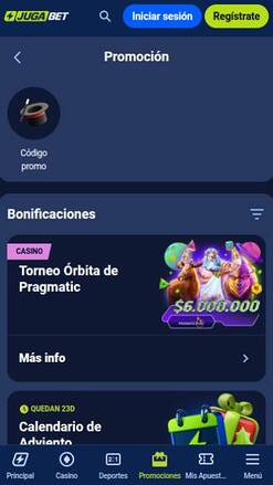 Promotions mobile page screenshot of Jugabet Casino