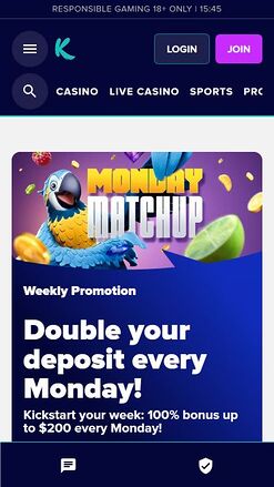 Karamba Casino Mobile Homepage