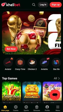 Kheli Bet Casino Mobile Homepage