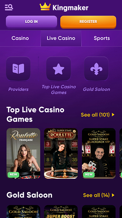 Kingmaker Casino Mobile Live Dealer