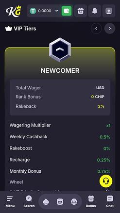 Kings Game Casino vip mobile page