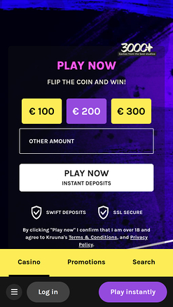 Kruuna Casino Mobile Homepage