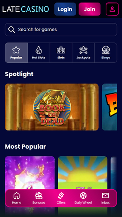 Late Casino Mobile Games