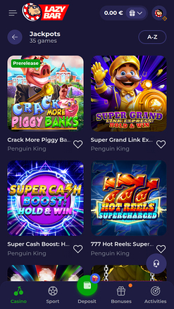 Lazybar Casino Mobile Jackpot
