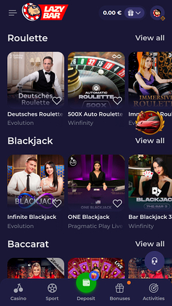Lazybar Casino Mobile Live Dealer