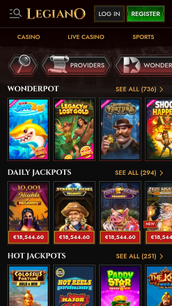 Legiano Casino Mobile Jackpot