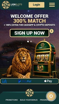 Lion Slots Casino Mobile Homepage