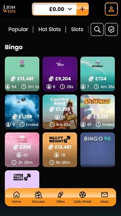 Lion Wins Casino Mobile Bingo