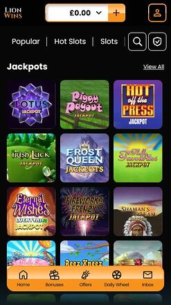 Lion Wins Casino Mobile Jackpot