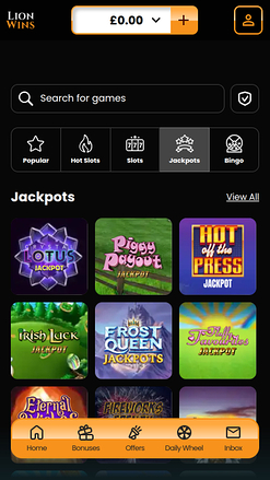 Lion Wins Casino Mobile Jackpot