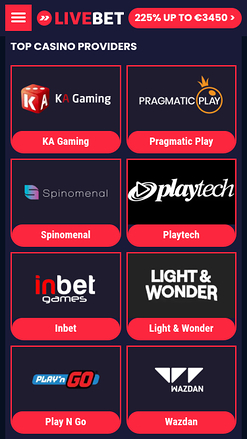 Livebet Casino Mobile Game Developers
