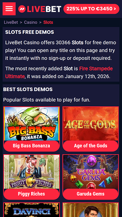 Livebet Casino Mobile Games