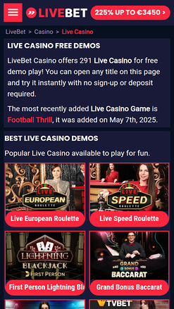 Livebet Casino Mobile Live Dealer