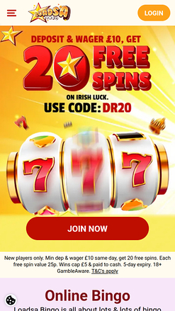 Loadsa Bingo Casino Mobile Homepage