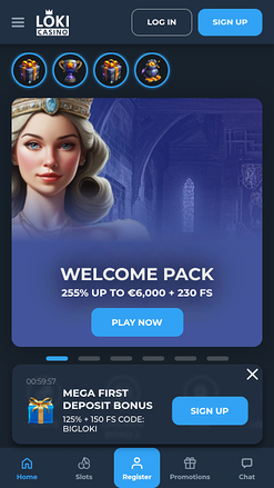 Loki Casino Mobile Homepage